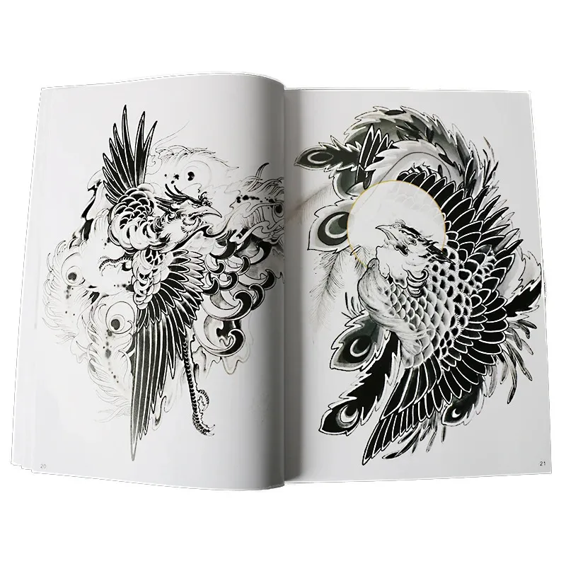 68 páginas A4 livro de tatuagem manuscrito design animal dragão águia tigre lula saco de diamante braço spray auspicioso padrão tradicional 240318