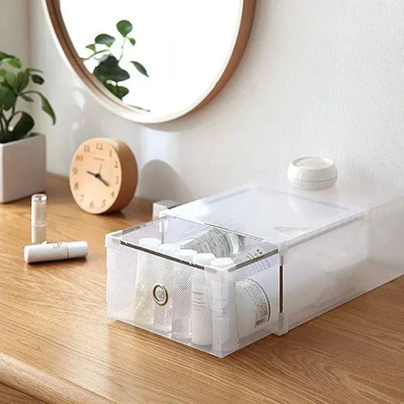 Nouveau 2024 Boîte de rangement en plastique pliable épaississer les vêtements de caisse de chaussures Drawers Duir de rangement clair Organisateur de rangement pour la maison Save Space Accessoires pour pour