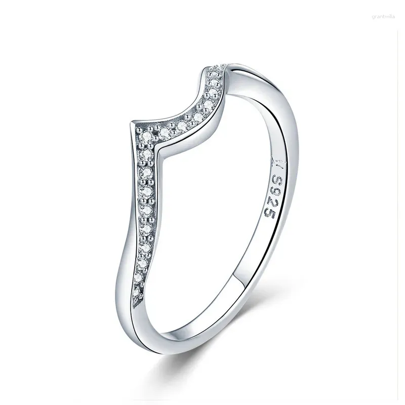 Com pedras laterais sns autêntico 925 prata esterlina geométrica forma de coração anéis de dedo para mulheres deslumbrante cz noivado jóias de casamento