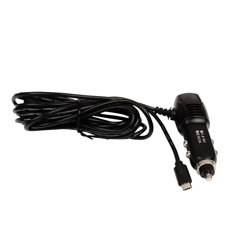 3,5meter 5V 2.1A Curved Mini USB Car Charger med 1 USB-port för bil DVR-kamera GPS-videoinspelare, Input DC 8V-36V