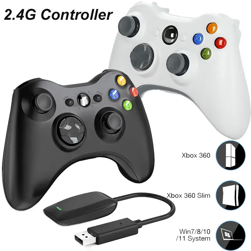 Gamepads For Xbox360 Console 2.4G manette de jeu sans fil contrôle PC pour Microsoft Xbox360 contrôleur de jeu vidéo mince pour ordinateur Windows7/8/10