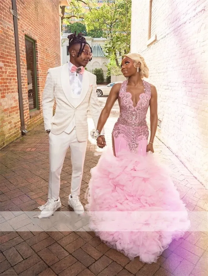 open lace back dress Pink Prom Dresses A Line Strapless Lace Top Tulle Puffy Prom Dress With Slit