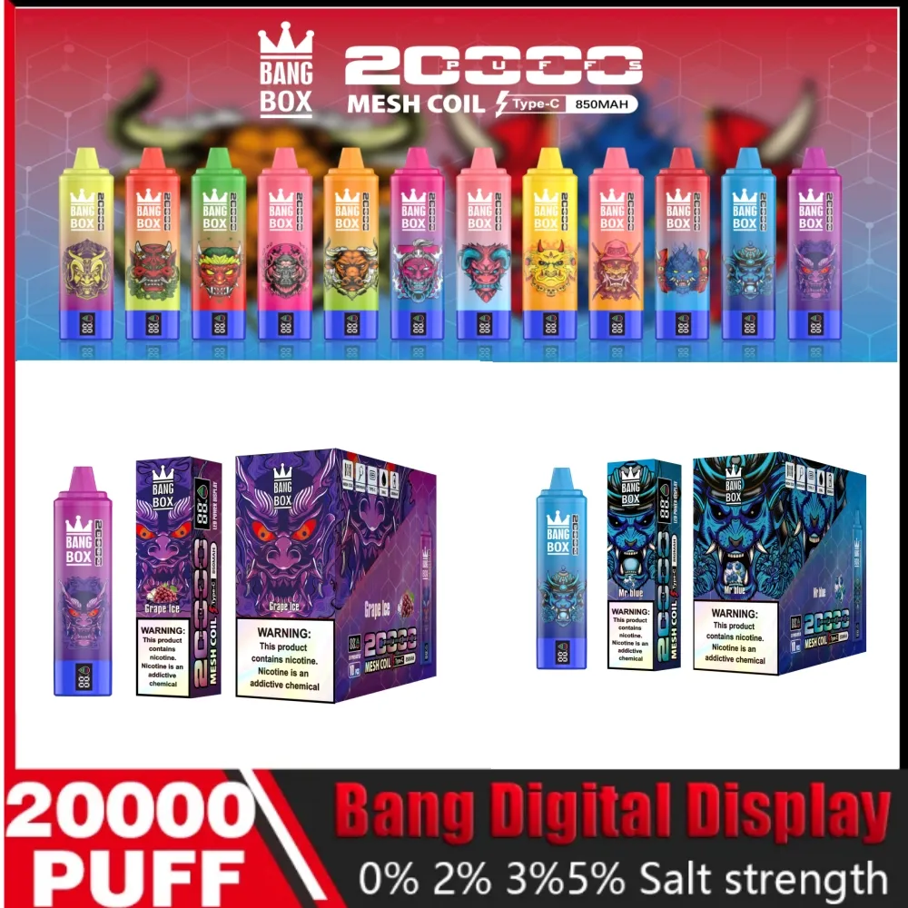 Bang 20000 puffs disposable E cigarettes vapor pods 850mAh rechargeable battery vape juice devices Dual Mesh Vaporizers 20k puffs 20000 puff 15000 puff 12k