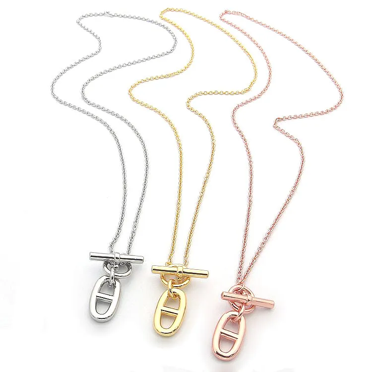 Fashion Pig nose OT buckle necklace lovers Pendant Necklaces for men Women Party Wedding Jewelry baptism jewelry