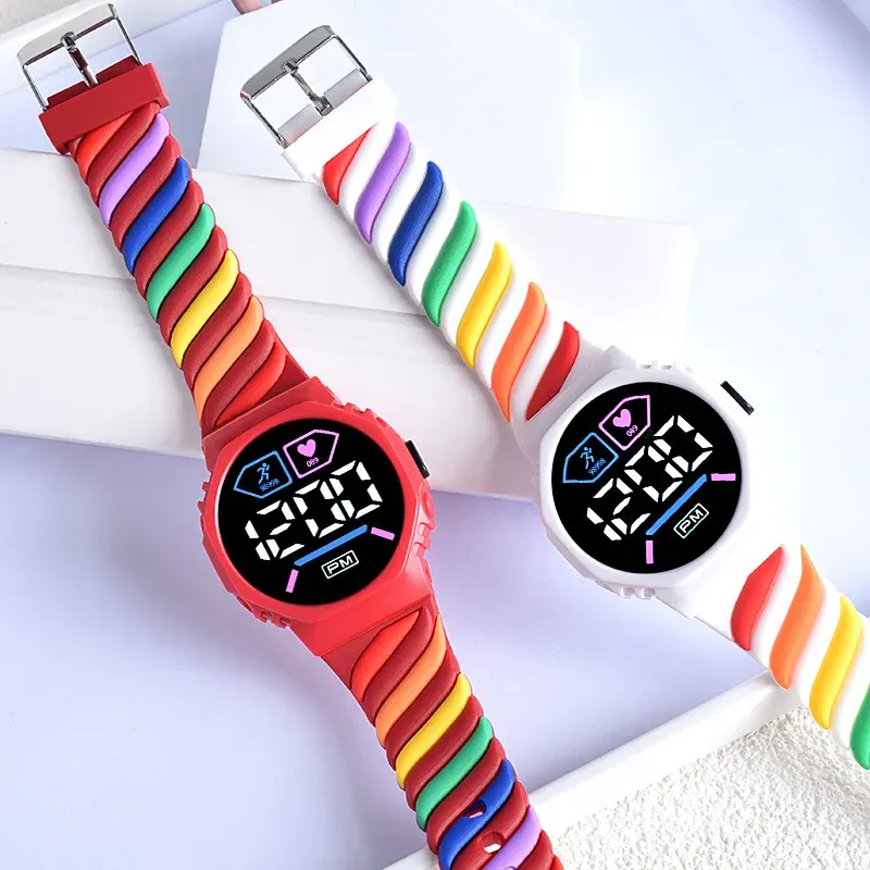 Rainbow Silicone Sports Watch For Kids Waterproof LED Rainbow Digital Watch With Strap Perfect Gift For Boys And Girls From Ddmyfriend 28.87 DHgate.Com