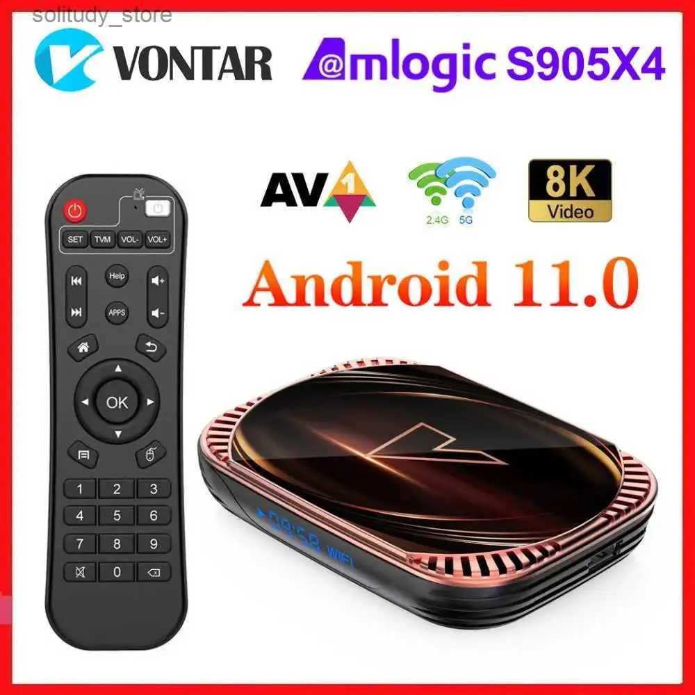 Décodeur VONTAR X4 Amlogic S905X4 Android 11.0 TV box 4GB 32GB 64GB 128GB décodeur 1000M double WiFi AV1 8K 11 lecteur multimédia Q240402