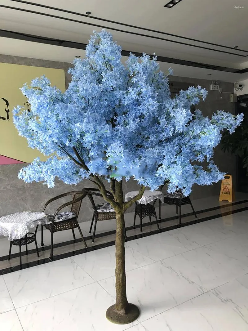 Decorative Flowers Artificial Cherry Blossom Tree Wedding Table Decoration For Indoor Usage Mini Blue