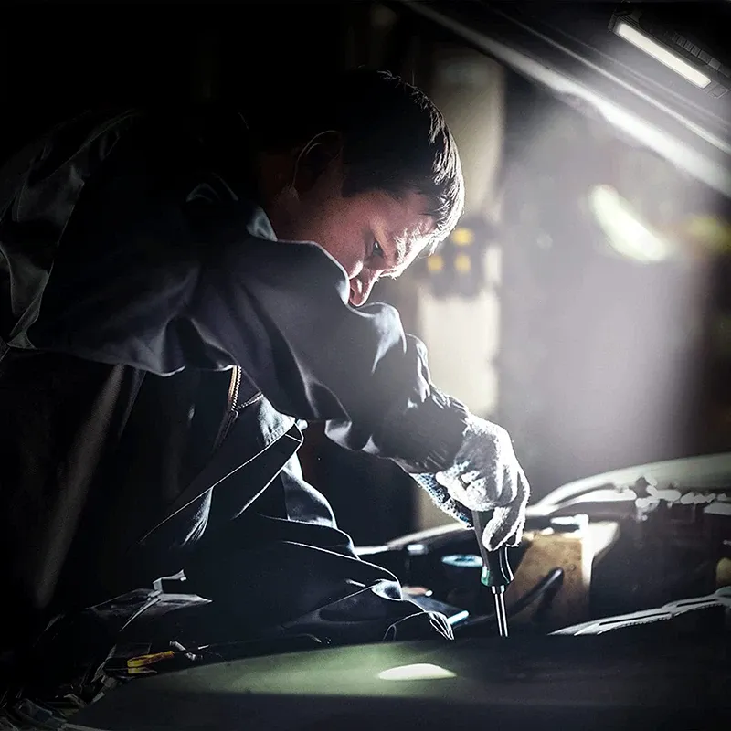 Magnetic Rechargeable Work Light - 1200 Lumens LED Flashlight With Hook, 4000mAh Battery, 3 Modes