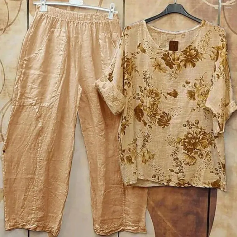 Pantaloni a due pezzi da donna 2 pezzi/set camicetta, top da donna morbidi a gamba larga, set di indumenti femminili