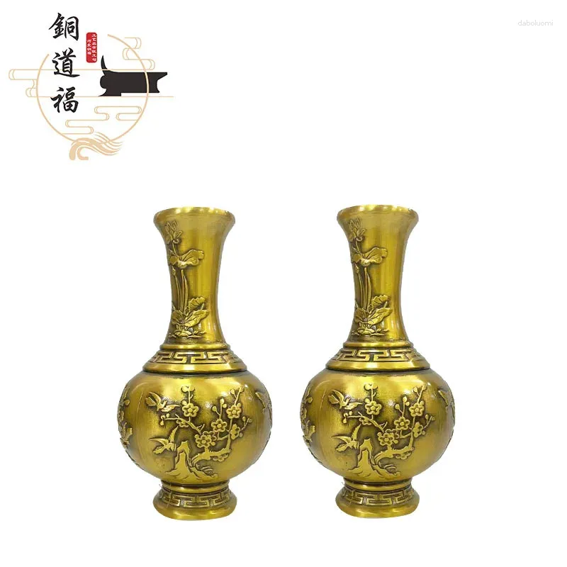 Vases Brass Bamboo Plum Vase China Style Chinese Living Modern Home Decor Beauty Of Ancient Rhyme 15CM 8CM Desk Decoration