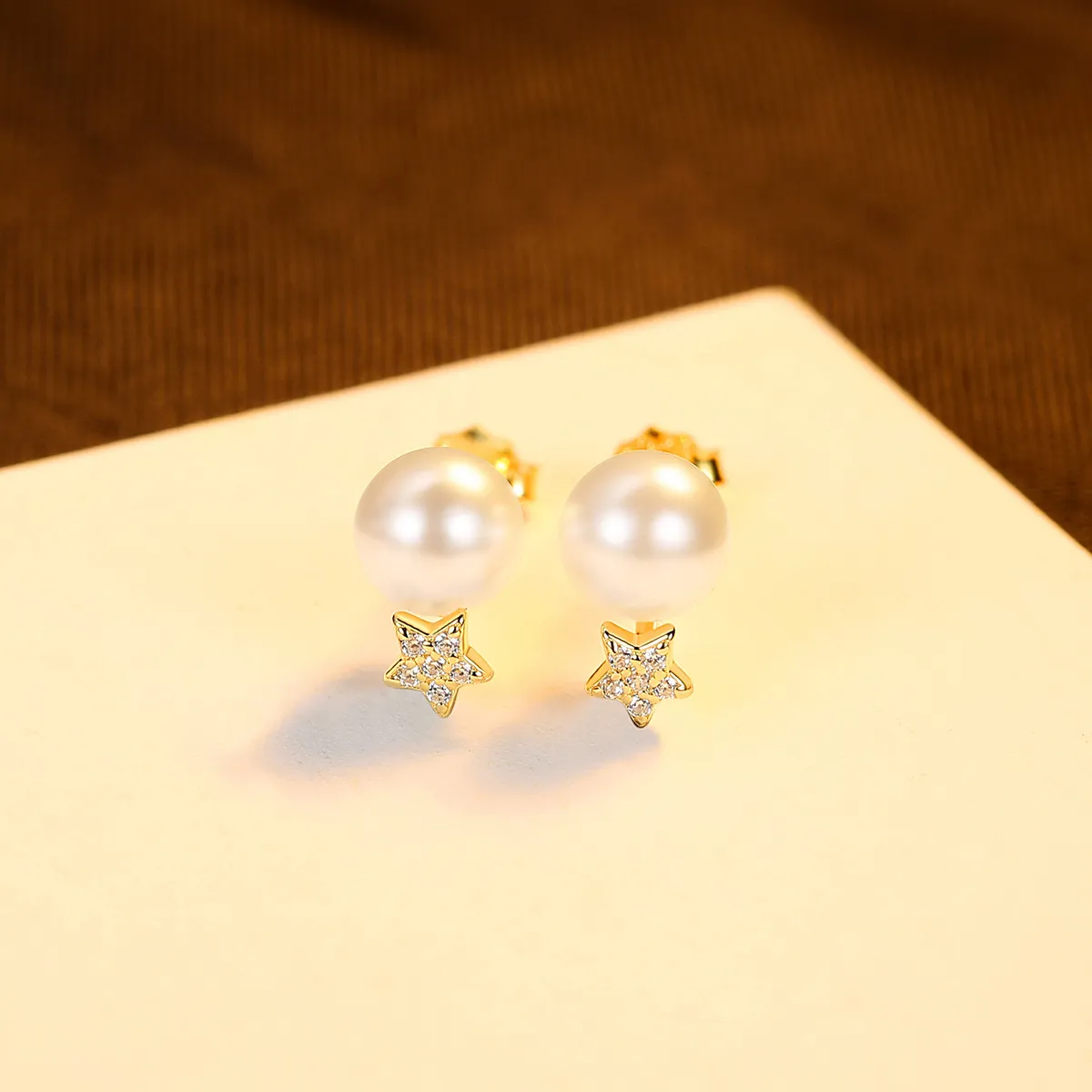 Heta Pearl Stud örhängen S925 Silver Zircon Star Earrings Korean Style Fashion Women Plated 18k Gold High End Earrings Jewelry Valentine's Day Mors Day Gift SPC