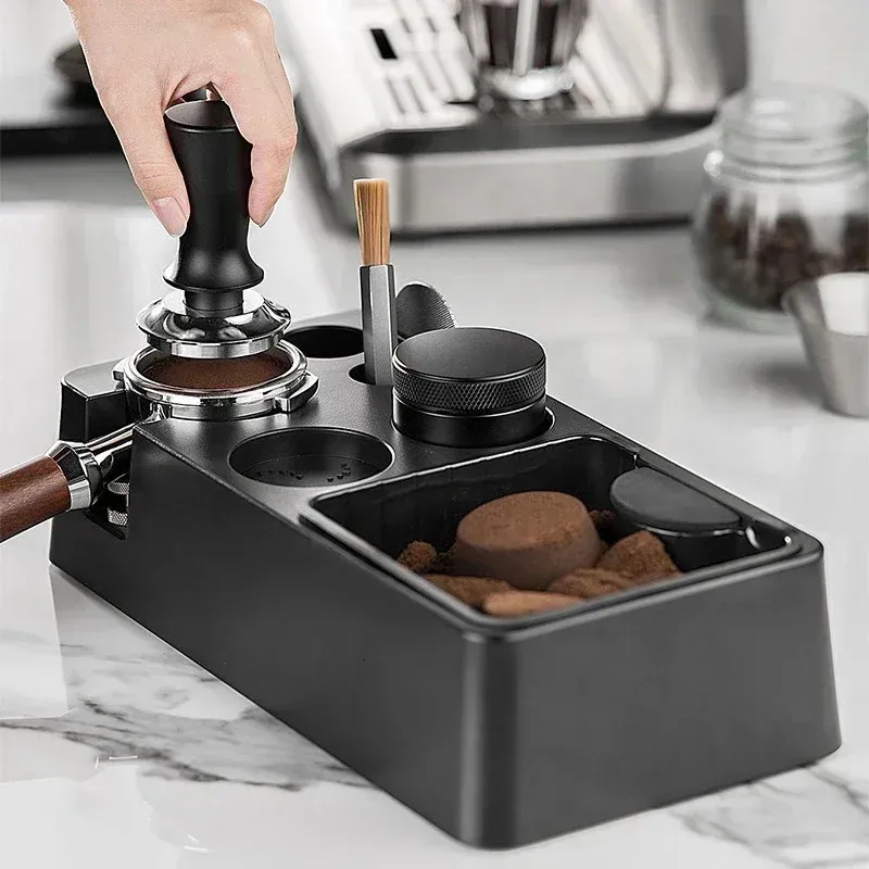 51/53/58mm ABS Coffee Portafilter Rack Distributör Holder Espresso Tamper Mat Stand Espresso Knock Box Coffee Accessories 240327