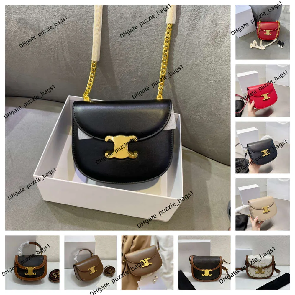 High-End Designer Bag Women's Handbags New Half Round Saddle Bag gjord av äkta läder med högkvalitativ tofu-låda Lyxkedja Single Shoulder Crossbody Bag