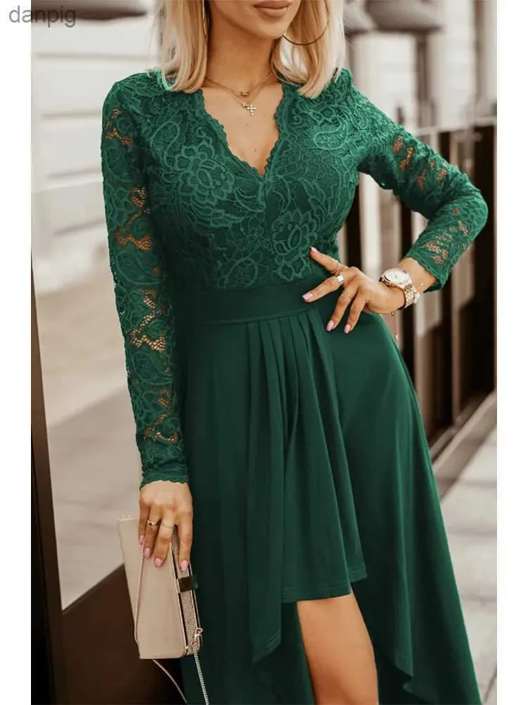 Sexy V-Neck Lace Irregular Evening Dress Sexy V-Neck Lace Irregular Evening Dress