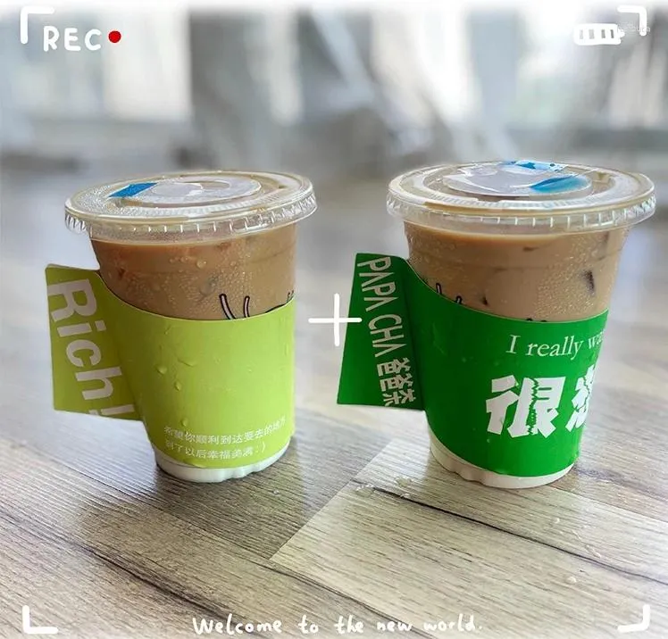 Party Decoration 1000pcs Custom Cup Sleeves With Logo Printed Disposable Coffee Cover 500-700ml 90/98mm Star Event Deco