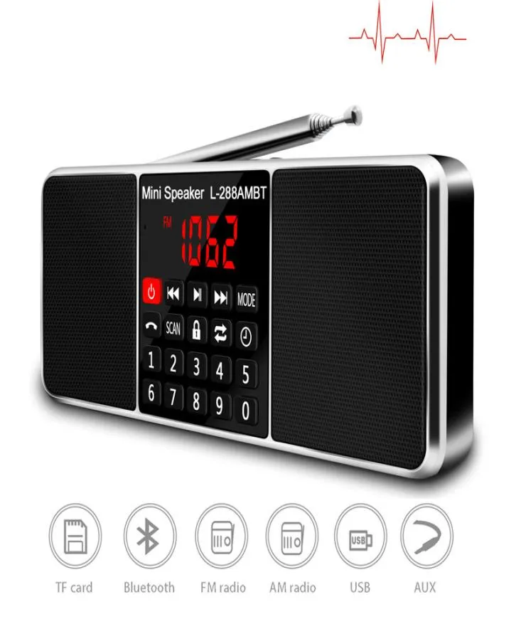 Цифровое портативное радио AM FM Bluetooth-динамик Стерео MP3-плеер TFSD-карта USB-накопитель Ручной вызов Светодиодный экран L 288AMBT6166589