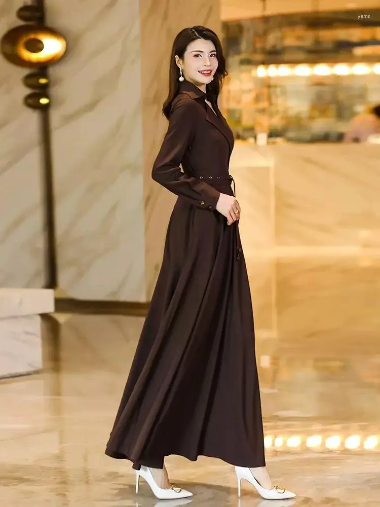 slim fit dress slacks Maxi Dress with White Collar Details – shopaleena main image 1