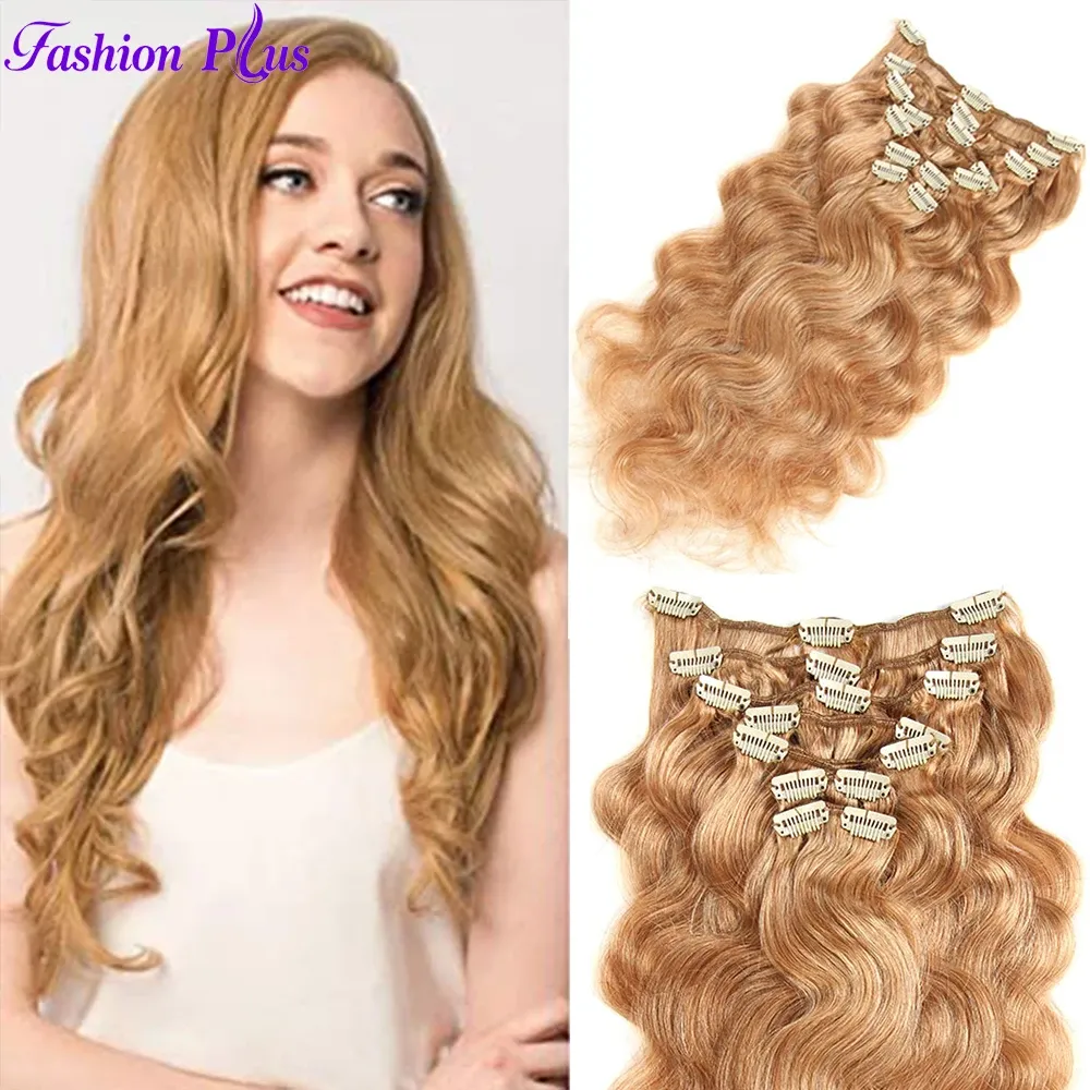 Extensions Clip dans les extensions de cheveux Extensions de cheveux Remy Hair Remy 7pcs / Set 120g Full Head Body Wave Clip dans les extensions de cheveux pour les femmes