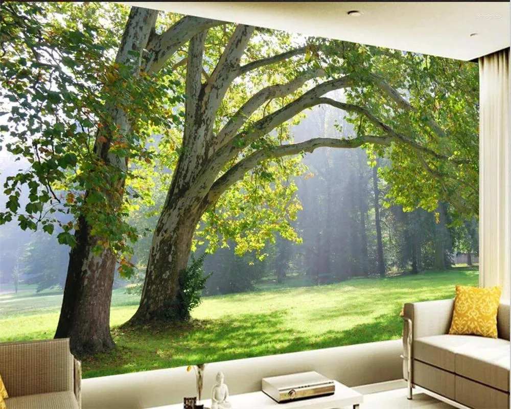 Wallpapers Custom Wallpaper 3d Fresh Natural Scenery Woods Big Trees Forest Beauty Murals Living Room Bedroom TV Background Wall Decoration