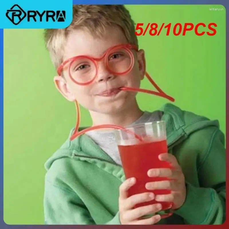 Drinking Straws 5/8/10PCS Homebrew Glasses Straw Birthday Christmas Party Accessories Tube Funny Flexible