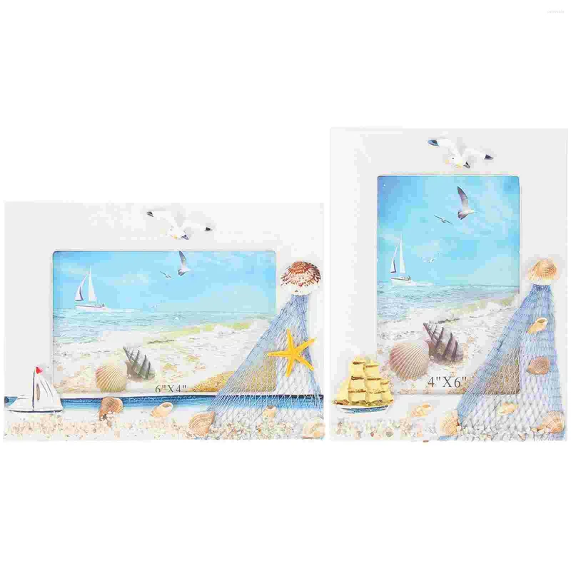 Rahmen 2 PCs Holz PO Rahmen Seaside Home Dekorationstafel Bild Ozean Orament