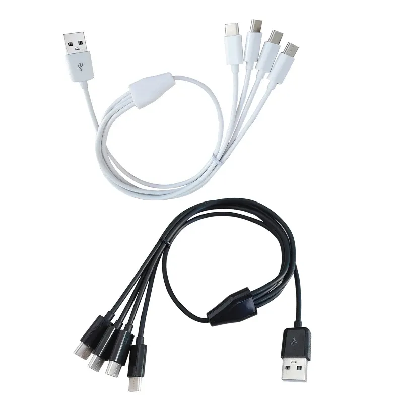 Câble de séparateur Multi USB 50 cm Cordon de charge 4 en 1 avec 4 bouchons masculins de type C pour la tablette de téléphone mobile Câble de chargement 24BB