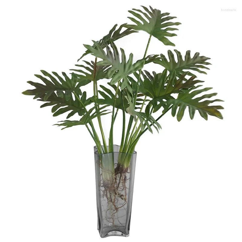 装飾的な花シミュレートされた植物メラレウカの春の雨の葉植木鉢なしの人工木のランダムな品種