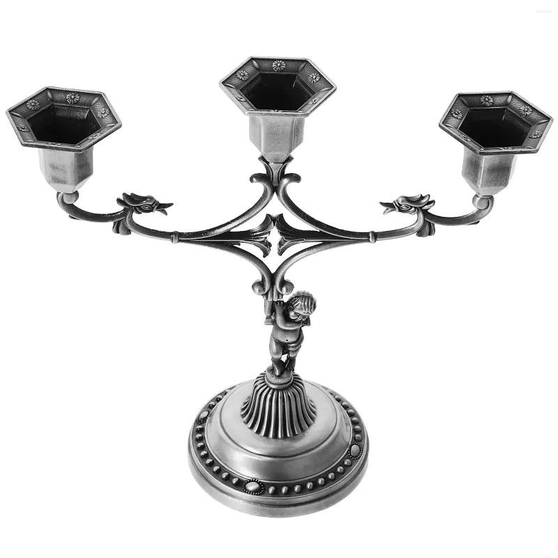 Bougeoirs décoration rétro pour la maison (étain Vintage), chandelier en métal pour bougie chauffe-plat