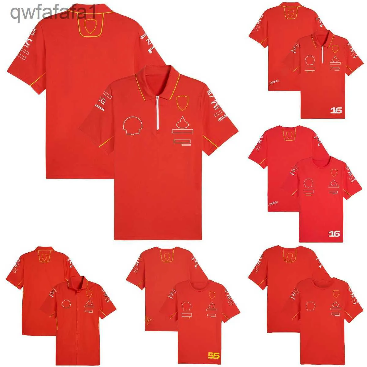 T-shirt de l'équipe F1 2024, nouvelle formule de course pour hommes, polos de sport automobile n°16 et n°55, pilote rouge, maillot des fans LMSU