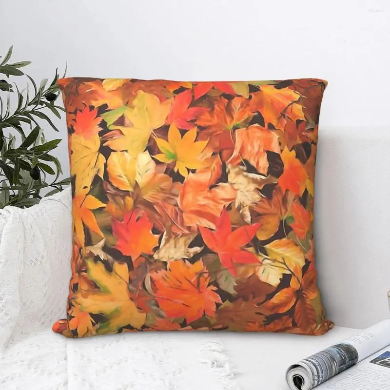 Kudde Autumn Leaves Kasta fodral Oljemålning Kort plus omslag för hemsoffstolens dekorativa ryggsäck