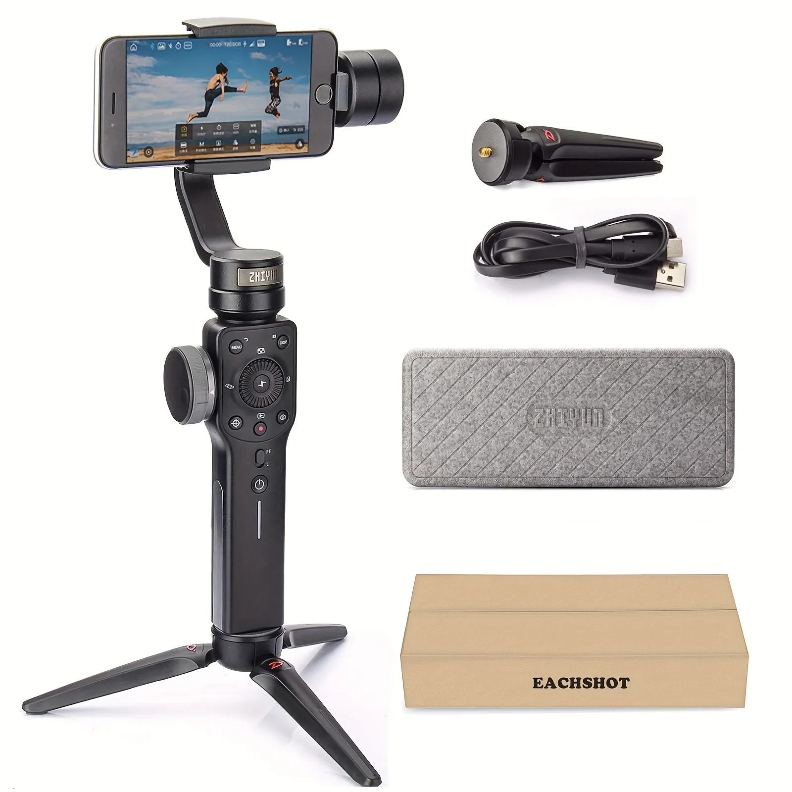 Zhiyun Smooth 4 Gimbal Stabilizer For Smartphone IPhone Android Cell Phone 3-Axis Handheld Gimbal For Vlogging Live Video Kit Support Cellphone