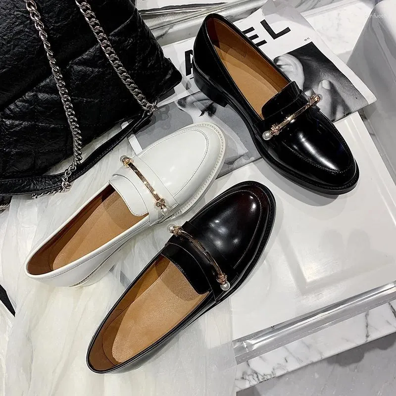 Casual Schuhe Echtes Patent Leder Loafer Frauen Slip Auf Runde Kappe Wohnungen Für Damen Shoes2024 Oxford