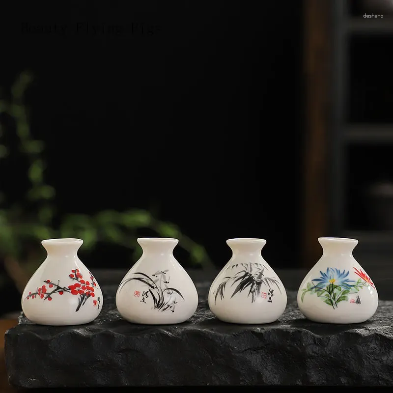 Vases Ceramic Mini Thumb Vase Decorative Props Hydroponic Flower Arrangement Decoration Plum Blossom Orchid Bamboo Chrysanthemum