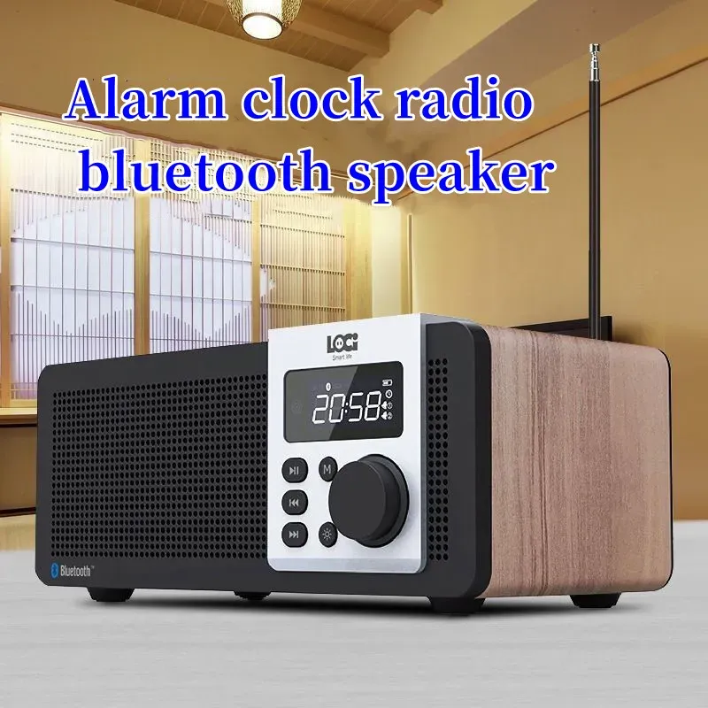 Lautsprecher hölzerne Wireless Bluetooth -Lautsprecher USB- und TF -Kartenspiel/Alarm -Timer/Haltepunkt Memory Clock Alarm Music Center mit FM Radio