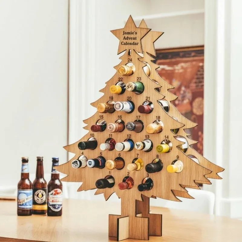 New Christmas Tree-Adult Advent Calendar Holiday Wine Rack Wine and Spirits Gifts Christmas Decoration Home Calendars Decor