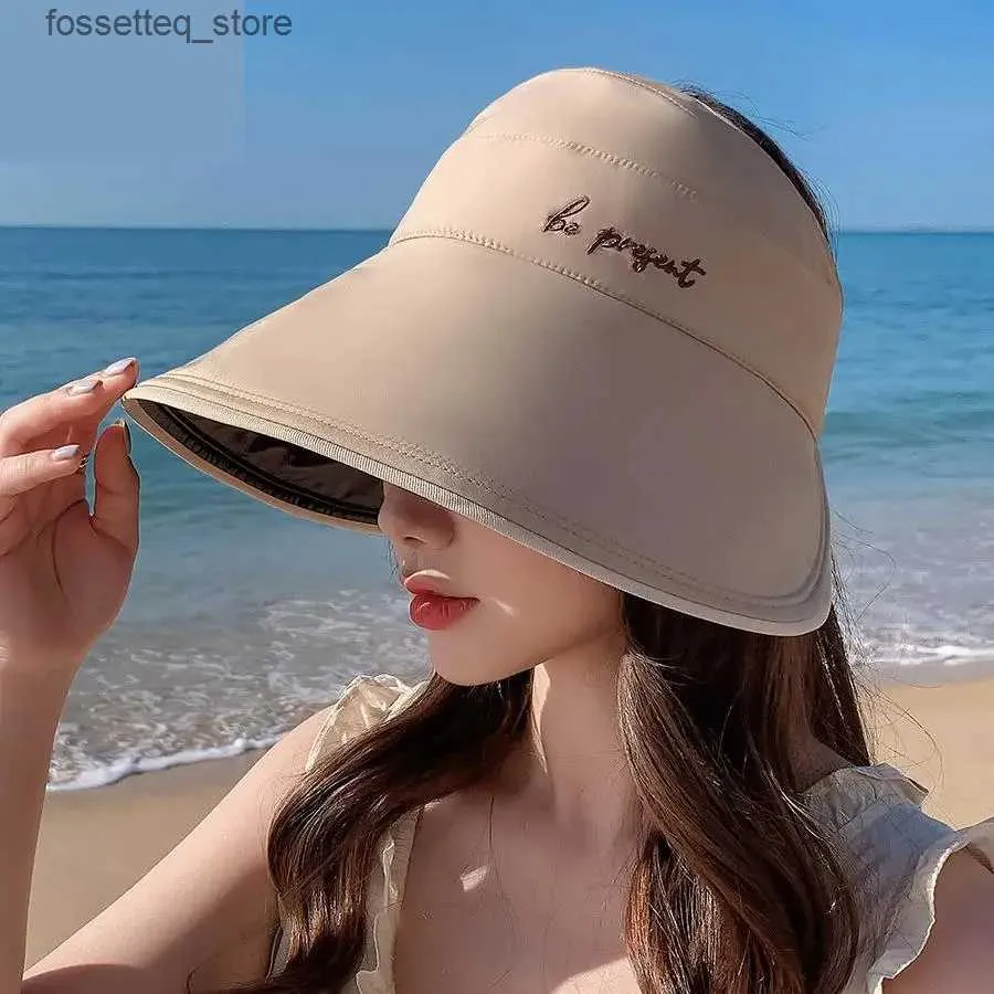 Wide Brim Hats Bucket Hats Summer Hats For Women Outdoor Sunscreen Empty Top Sun Hat Beach Travel Floppy Sunhat Gorros L240402