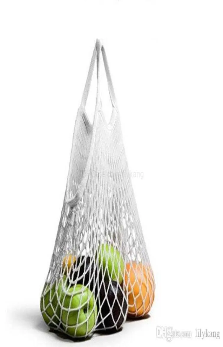 Fashion String Shopping Fruit Vegetables Grocery Bag Shopper Tote Mesh Net Woven Cotton Shoulder Bag Hand Totes Home recycled Stor4009354