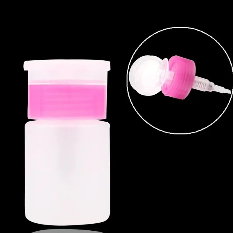 2024 2024 60/100/120/150/180/200ml Push Down Empty Pump Dispenser For Nail Polish Remover Alcohol Clear Bottle Storage Bottlefor Alcohol Clear Bottle Storage