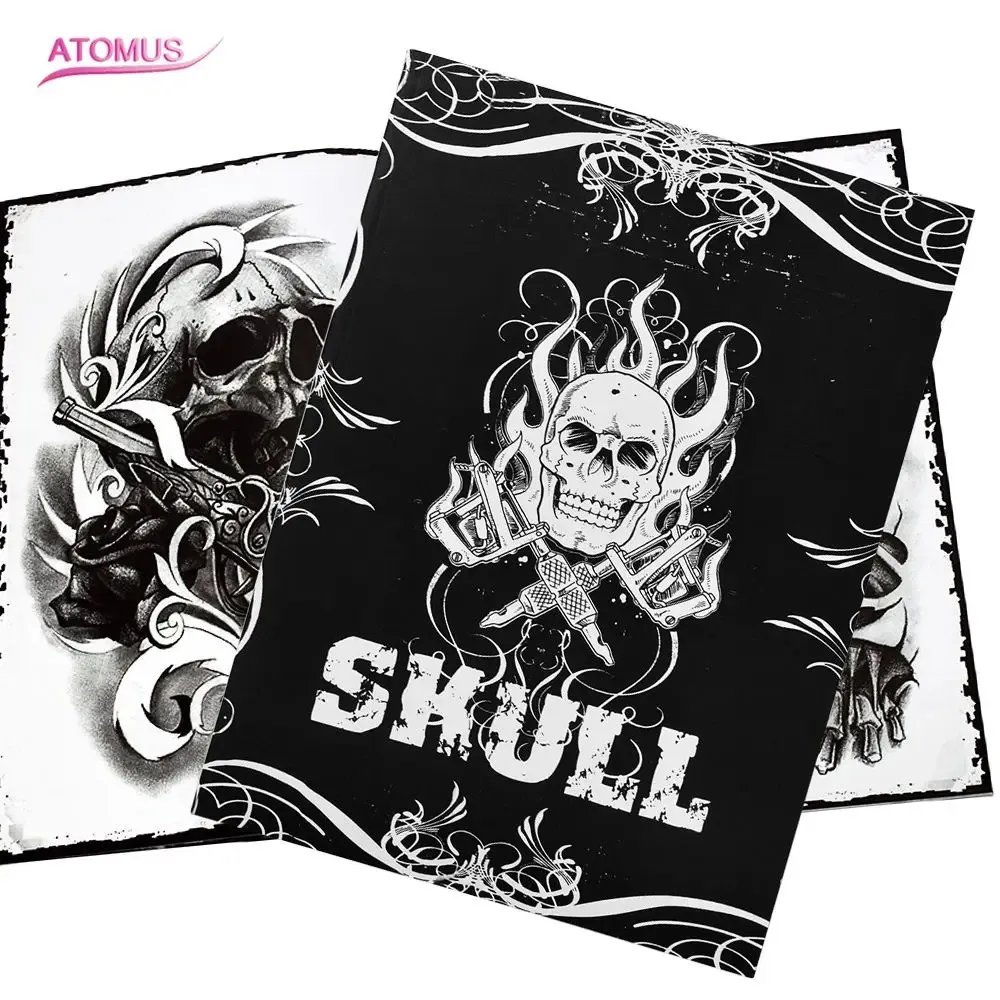 Atomus Selected Skull Tattoo Books 디자인 A4 스케치 플래시 서적 아트 페인팅 용품 240318