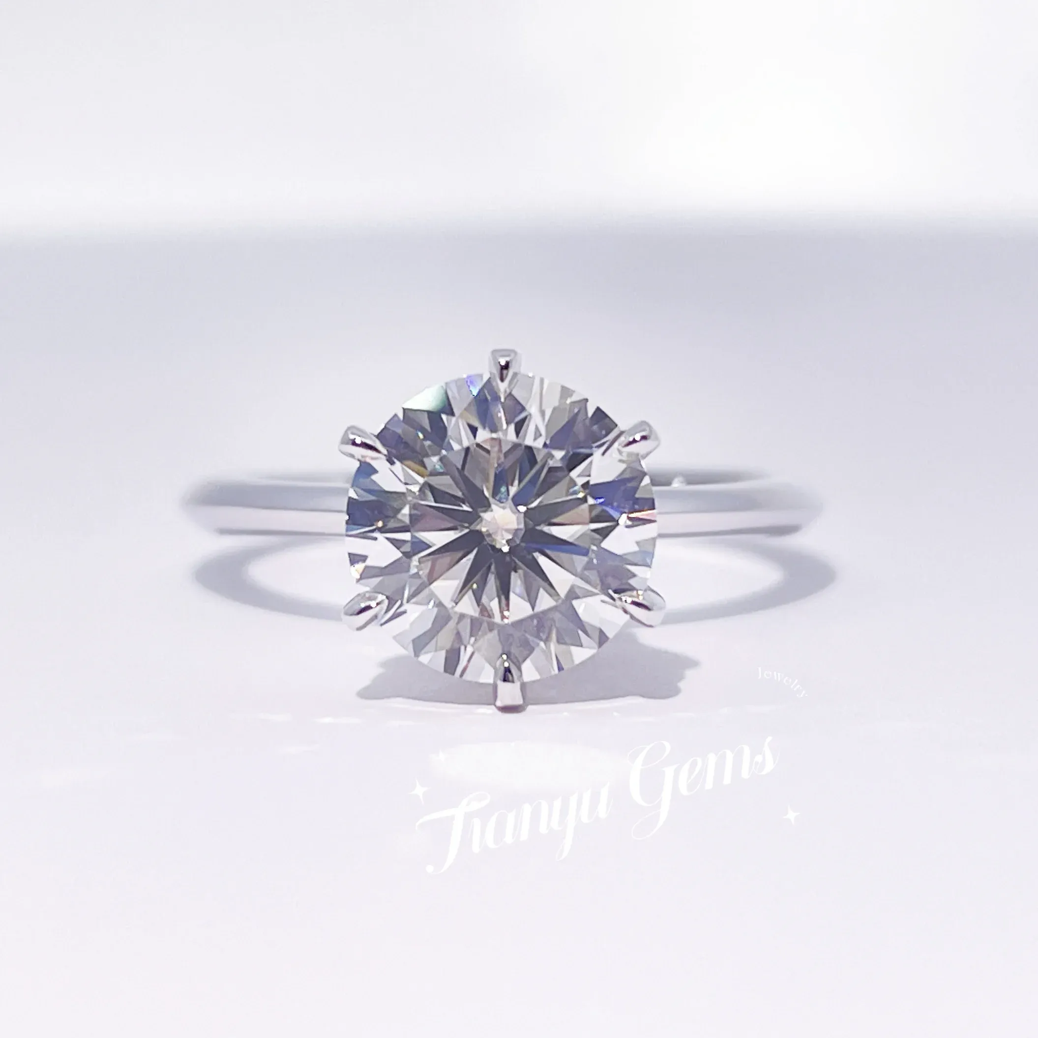 반지 tianyu 보석 8mm 2ct 라운드 데프 ha 컷 Moissanite 반지 여성 10K/14K/18K 화이트 골드 로즈 골드 웨딩 약혼 반지 보석