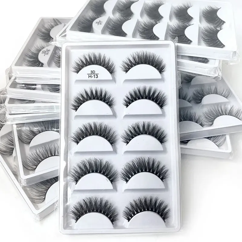 Brushes Wholesale 5/50boxes 100% Real Mink Eyelashes False Eyelashes 3d Natural Faux Eyelashes Soft Eyelash Extension Makeup H13