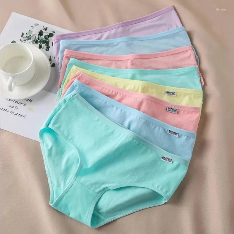 Kvinnors trosor 3st/Set Women Solid Color Underwear Högkvalitativ modal Bekväm Mid-midja Borta Border Kvinnliga underkläder