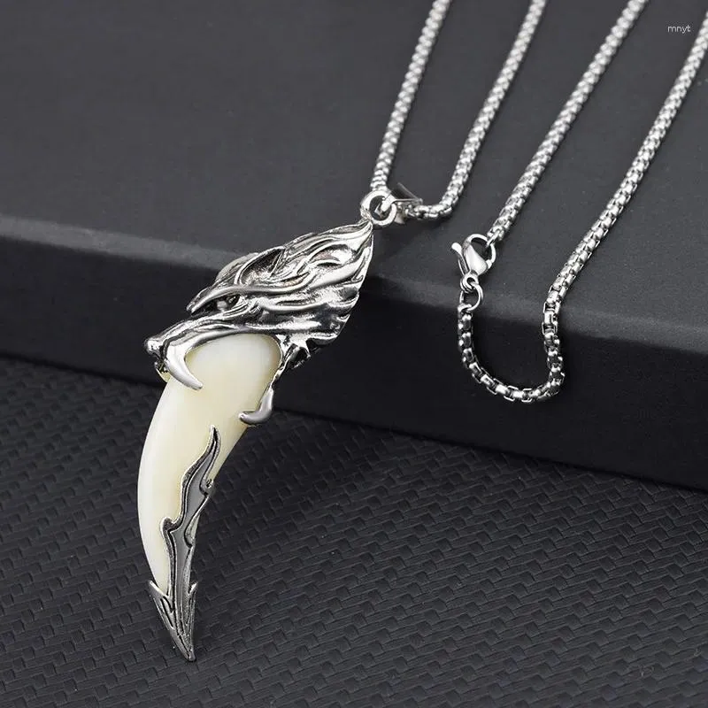 Pendant Necklaces Chinese Style Fashion Personality Creativity Versatile Imitation Wolf Tooth Necklace Men And Women Resin Street Rock Jew