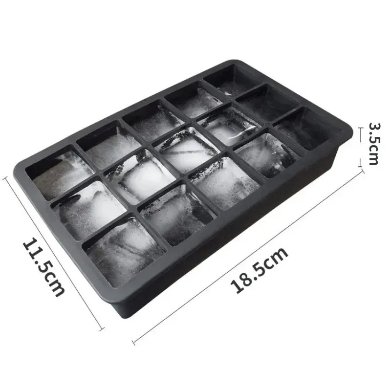 2024 15 Moule de glaçon en silicone à la grille Big carré de plateau glacée moule à glace Cube Maker non toxique Bar Bar Pub Blocs de glace de glace