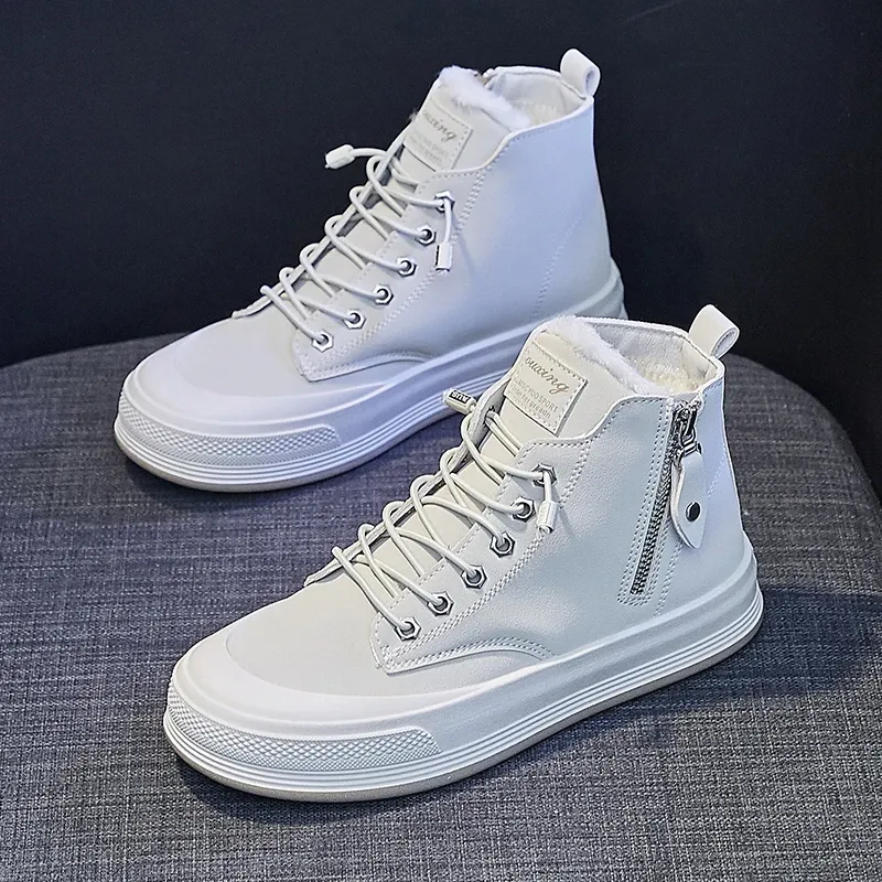 Schoenen Fashion Lederen platform Sneakers voor vrouwen Casual Little White Shoes Ladies High Gang Winter 2022 Dames Vulkanised Shoe Mujer