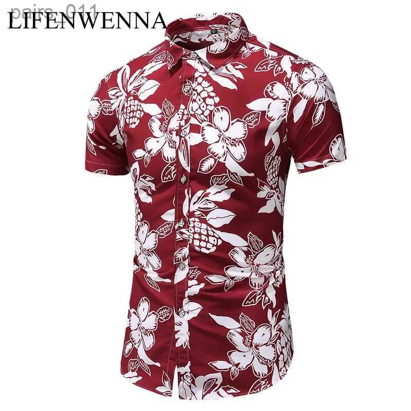 Chemises décontractées pour hommes Summer Shirts Arrivée Men Nouvel imprimé de mode Short Shirts Hawaiian Fleur décontractée Slim Fit Shirts plus 7xl 240402