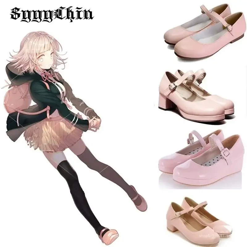 Boots Spring Women Pumps Mary Jane Pink Design Lady Belt Sandals Female Flat Chunky Heel Cosplay Anime Sweet Daily Lolita Shoes