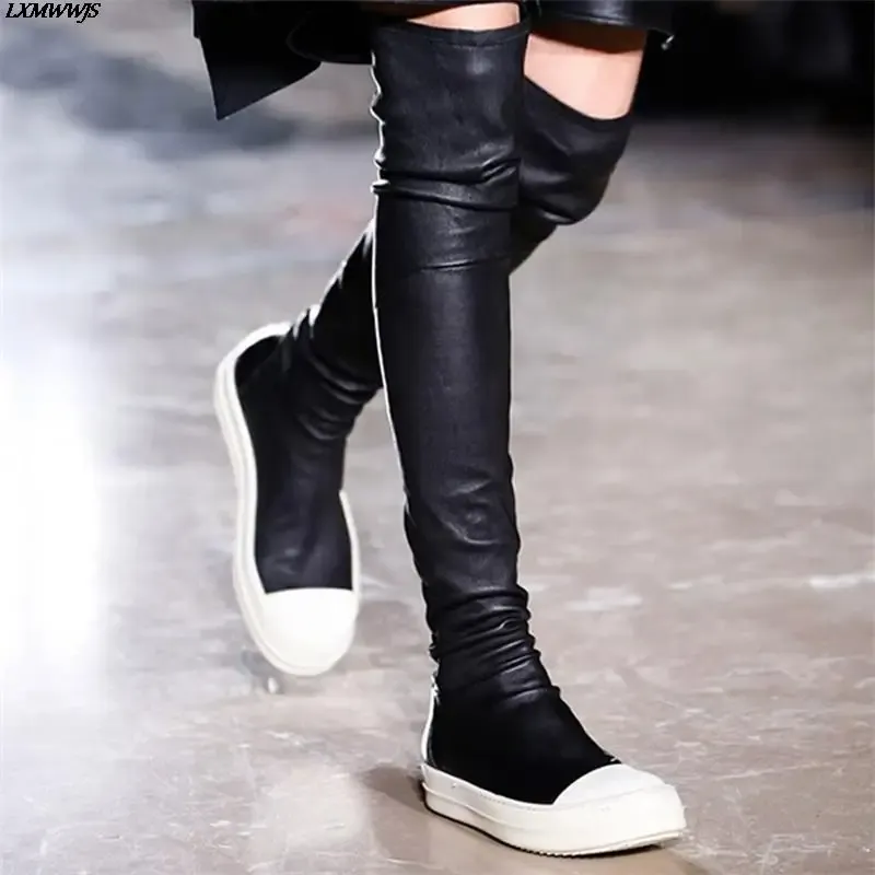 Boots Casual Women Stretch Tight Boots Flat Thick Bottom Women's Overtheknee Boots Sexy Autumn Winter Black Women's Thigh High Boots