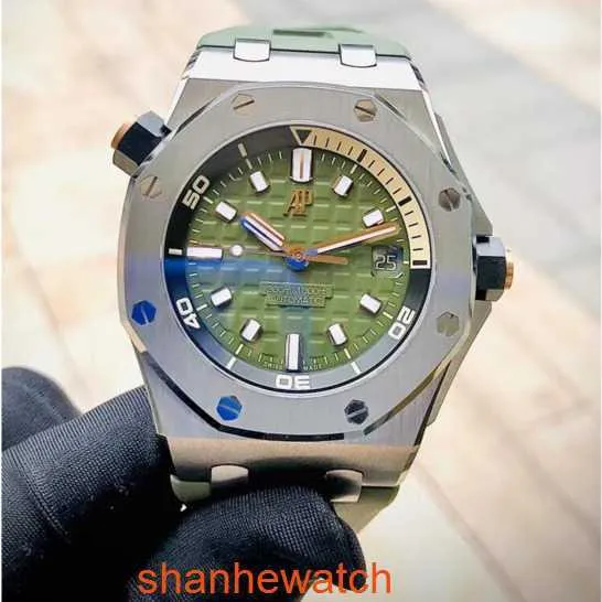 Знаменитые наручные часы AP Royal Oak Offshore Series 15720ST Прецизионная сталь Авокадо Зеленая пластина Мужская мода Досуг Бизнес Спортивная техника Часы для дайвинга