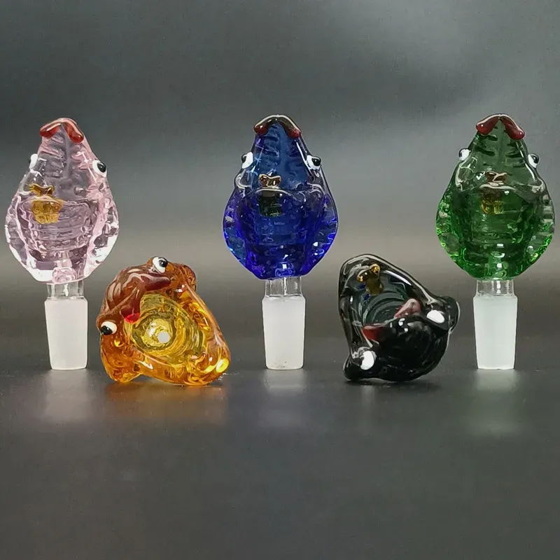 Cocodrilo colorido 14 mm 18 mm Macho Hookah Glass Bowl Piece Slide Heady Bowls para hierba seca Tabaco Agua Bong ZZ